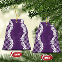 Hawaii Aloha Plumeria Lei Violet Palaka Ceramic Ornament - Polynesian Pride