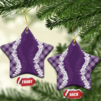 Hawaii Aloha Plumeria Lei Violet Palaka Ceramic Ornament - Polynesian Pride