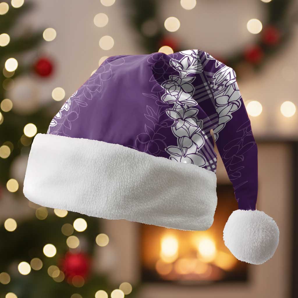 Hawaii Aloha Plumeria Lei Violet Palaka Christmas Santa Hat - Polynesian Pride