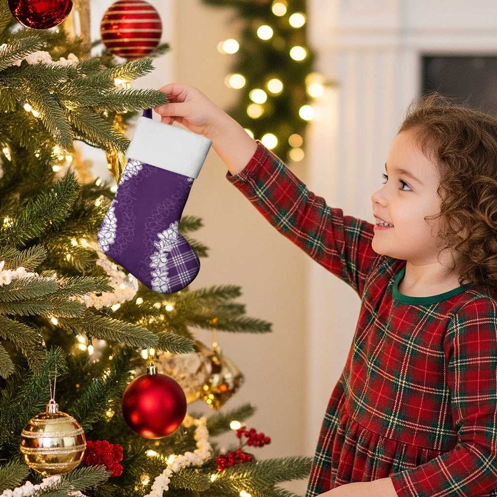 Hawaii Aloha Plumeria Lei Violet Palaka Christmas Stocking - Polynesian Pride