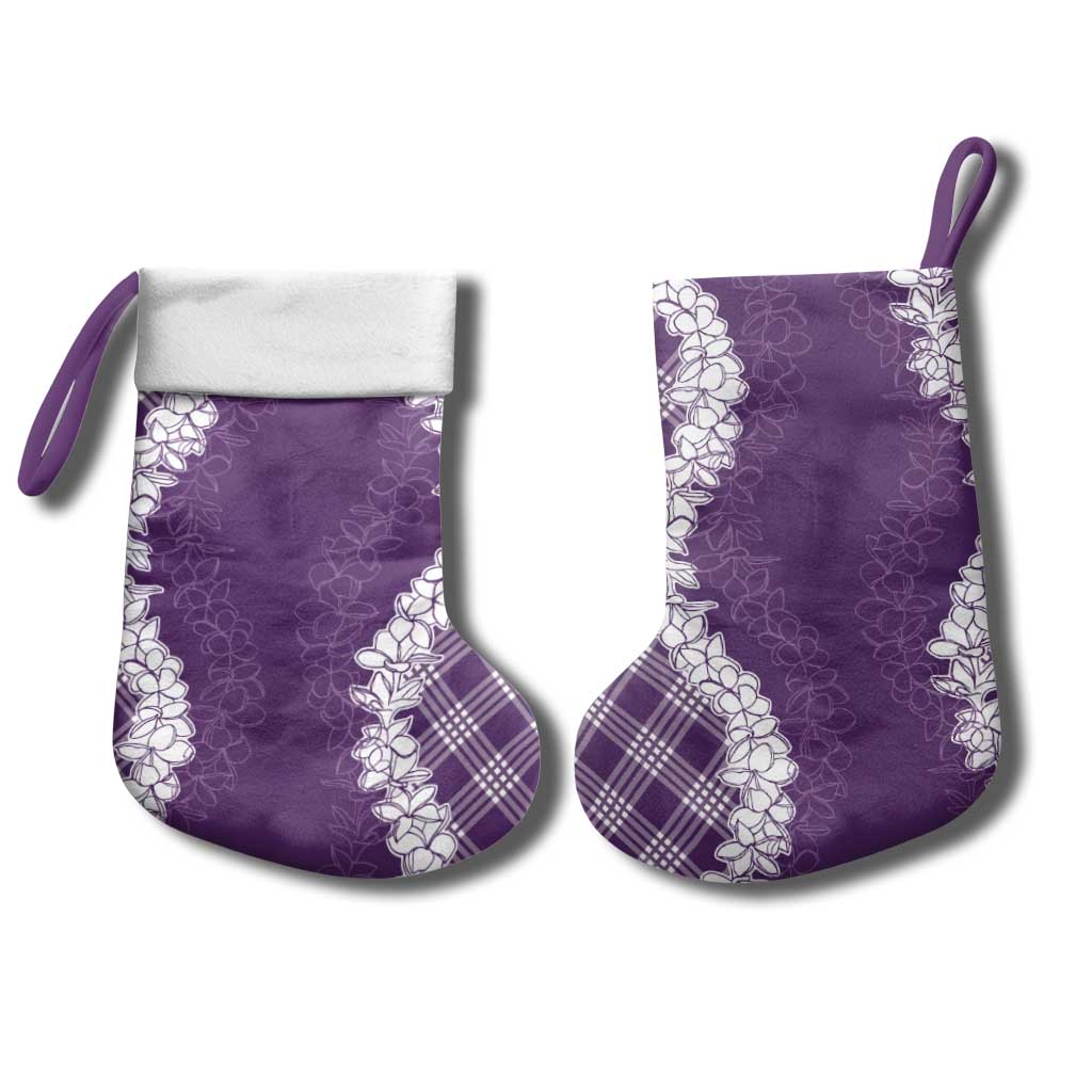 Hawaii Aloha Plumeria Lei Violet Palaka Christmas Stocking - Polynesian Pride