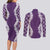 Hawaii Aloha Plumeria Lei Violet Palaka Couples Matching Long Sleeve Bodycon Dress and Long Sleeve Button Shirt - Polynesian Pride