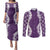 Hawaii Aloha Plumeria Lei Violet Palaka Couples Matching Puletasi and Long Sleeve Button Shirt - Polynesian Pride