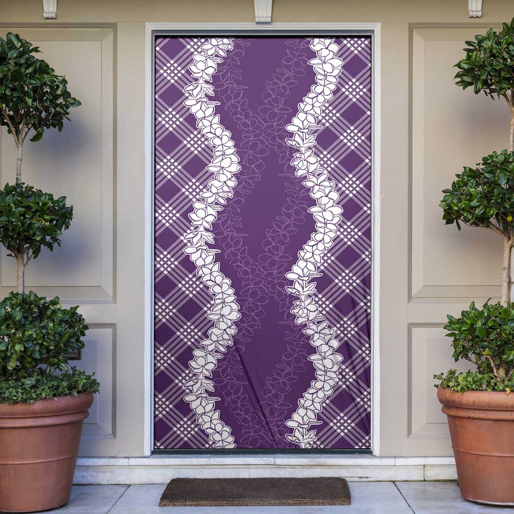 Hawaii Aloha Plumeria Lei Violet Palaka Door Cover - Polynesian Pride
