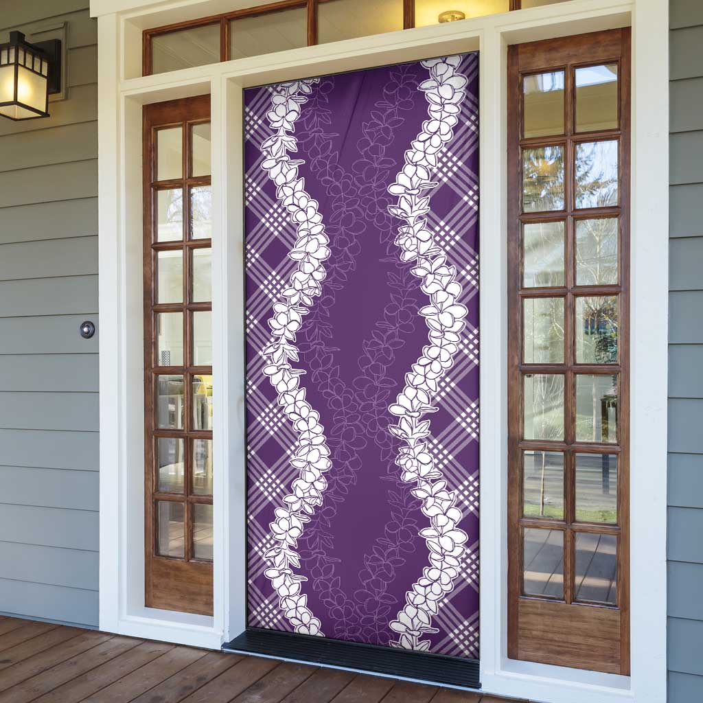 Hawaii Aloha Plumeria Lei Violet Palaka Door Cover - Polynesian Pride