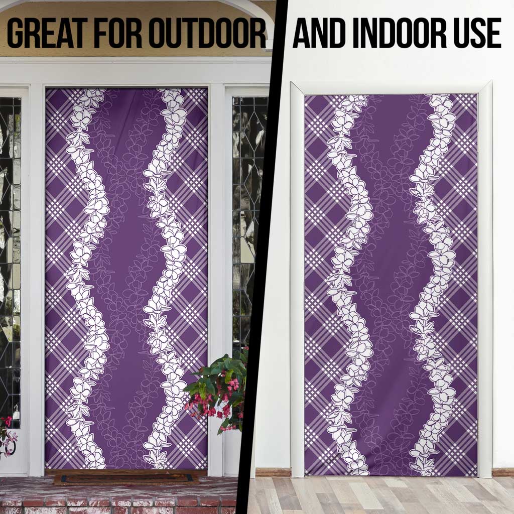 Hawaii Aloha Plumeria Lei Violet Palaka Door Cover - Polynesian Pride