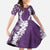Hawaii Aloha Plumeria Lei Violet Palaka Family Matching Long Sleeve Bodycon Dress and Hawaiian Shirt - Polynesian Pride