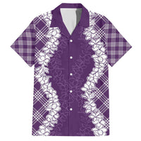 Hawaii Aloha Plumeria Lei Violet Palaka Family Matching Long Sleeve Bodycon Dress and Hawaiian Shirt - Polynesian Pride