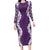 Hawaii Aloha Plumeria Lei Violet Palaka Family Matching Long Sleeve Bodycon Dress and Hawaiian Shirt - Polynesian Pride