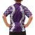 Hawaii Aloha Plumeria Lei Violet Palaka Family Matching Off The Shoulder Long Sleeve Dress and Hawaiian Shirt - Polynesian Pride