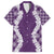 Hawaii Aloha Plumeria Lei Violet Palaka Family Matching Off The Shoulder Long Sleeve Dress and Hawaiian Shirt - Polynesian Pride