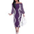Hawaii Aloha Plumeria Lei Violet Palaka Family Matching Off The Shoulder Long Sleeve Dress and Hawaiian Shirt - Polynesian Pride