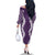 Hawaii Aloha Plumeria Lei Violet Palaka Family Matching Off The Shoulder Long Sleeve Dress and Hawaiian Shirt - Polynesian Pride