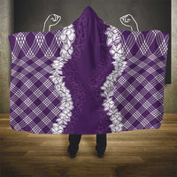 Hawaii Aloha Plumeria Lei Violet Palaka Hooded Blanket - Polynesian Pride