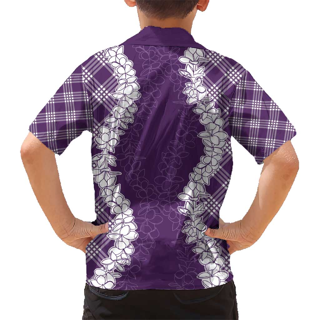 Hawaii Aloha Plumeria Lei Violet Palaka Kid Hawaiian Shirt LT7 - Polynesian Pride