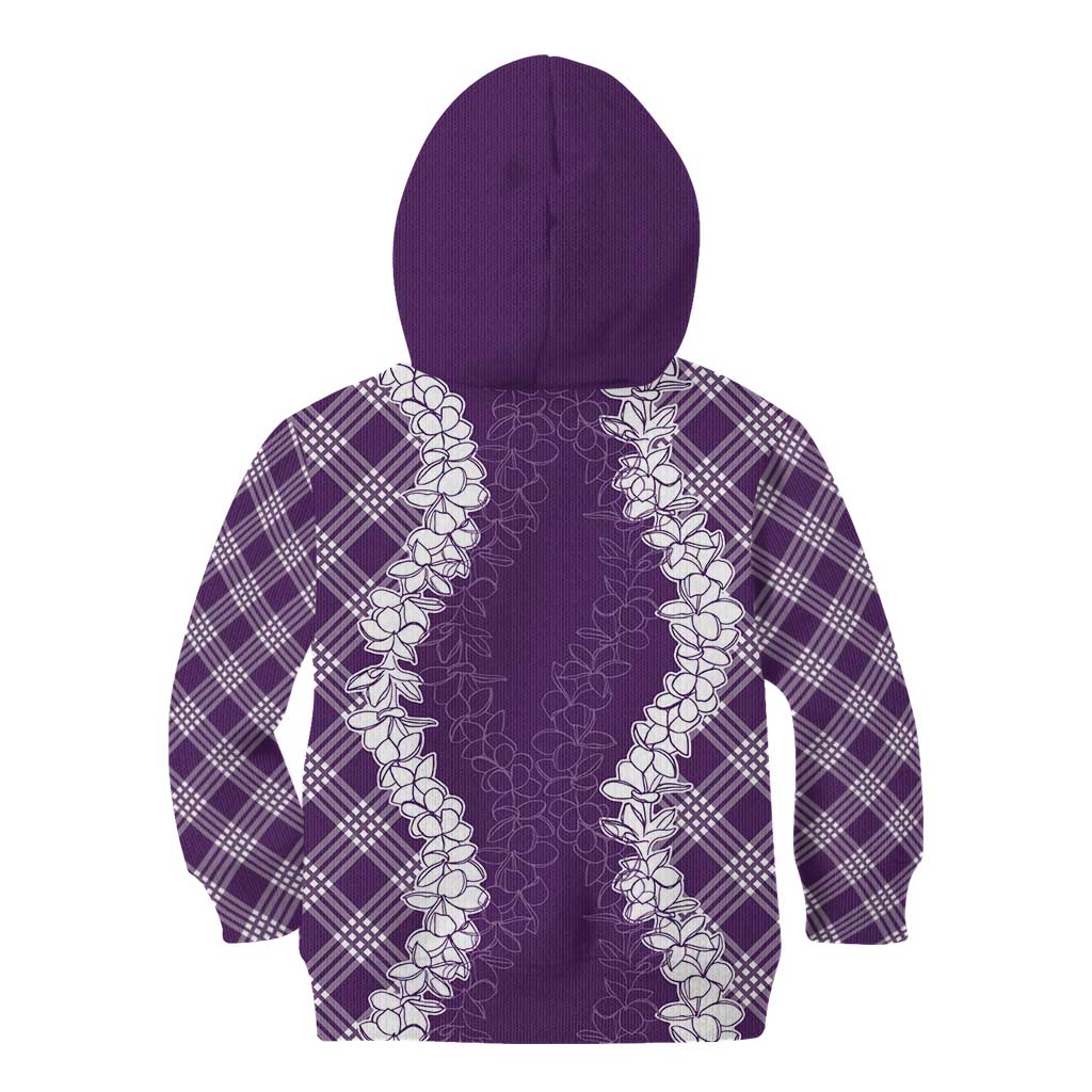 Hawaii Aloha Plumeria Lei Violet Palaka Kid Hoodie - Polynesian Pride