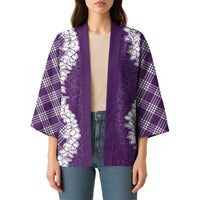 Hawaii Aloha Plumeria Lei Violet Palaka Kimono - Polynesian Pride