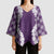 Hawaii Aloha Plumeria Lei Violet Palaka Kimono Sleeve Blouse - Polynesian Pride