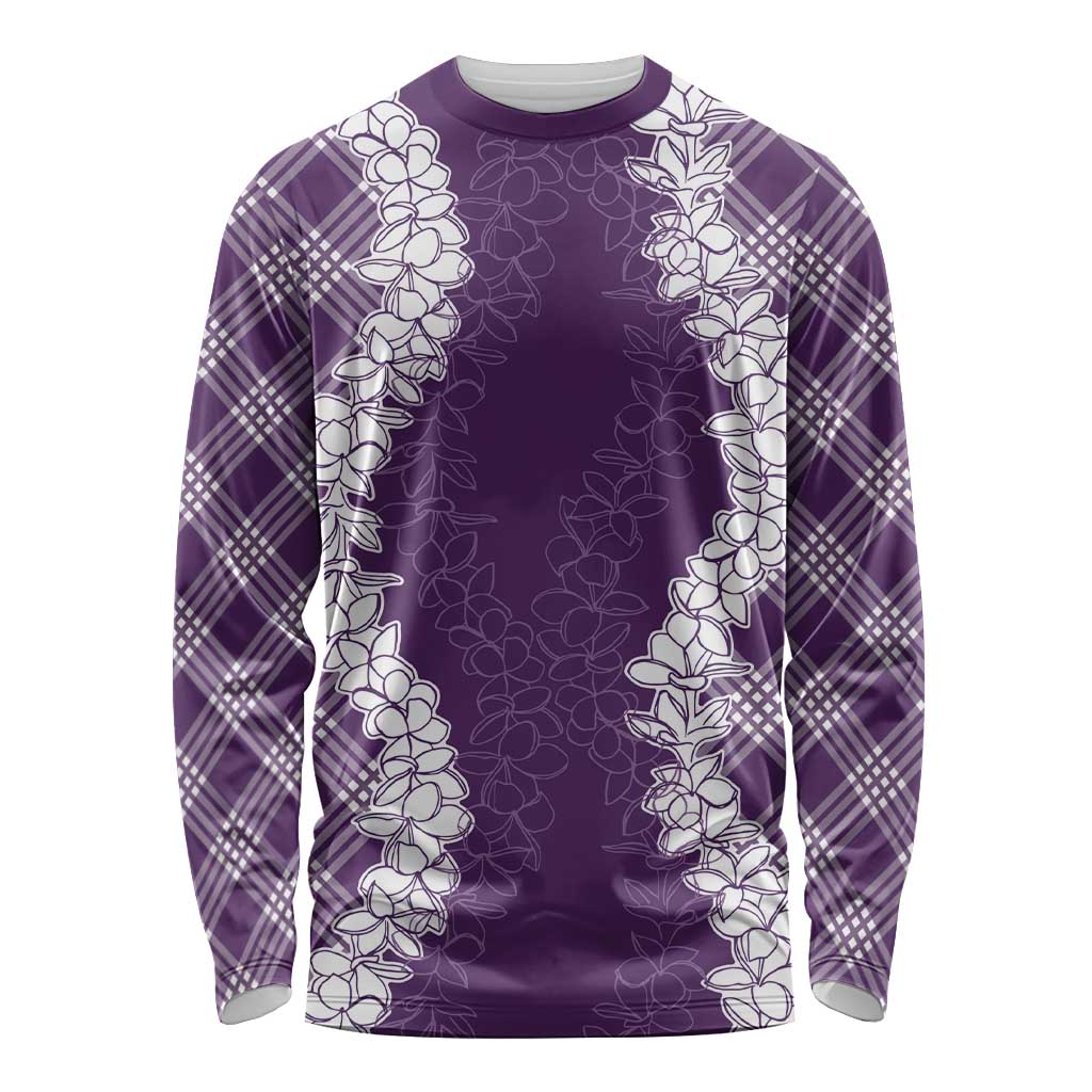 Hawaii Aloha Plumeria Lei Violet Palaka Long Sleeve Shirt - Polynesian Pride
