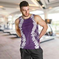 Hawaii Aloha Plumeria Lei Violet Palaka Men Tank Top LT7 Violet - Polynesian Pride