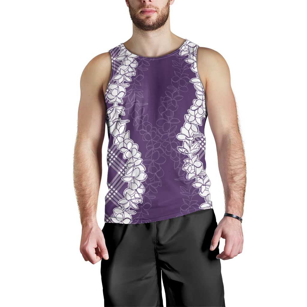 Hawaii Aloha Plumeria Lei Violet Palaka Men Tank Top LT7 - Polynesian Pride