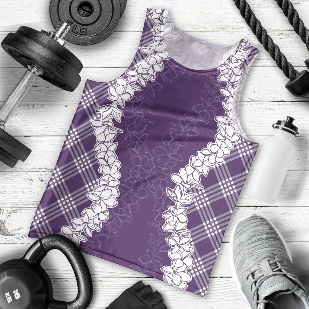 Hawaii Aloha Plumeria Lei Violet Palaka Men Tank Top LT7 - Polynesian Pride