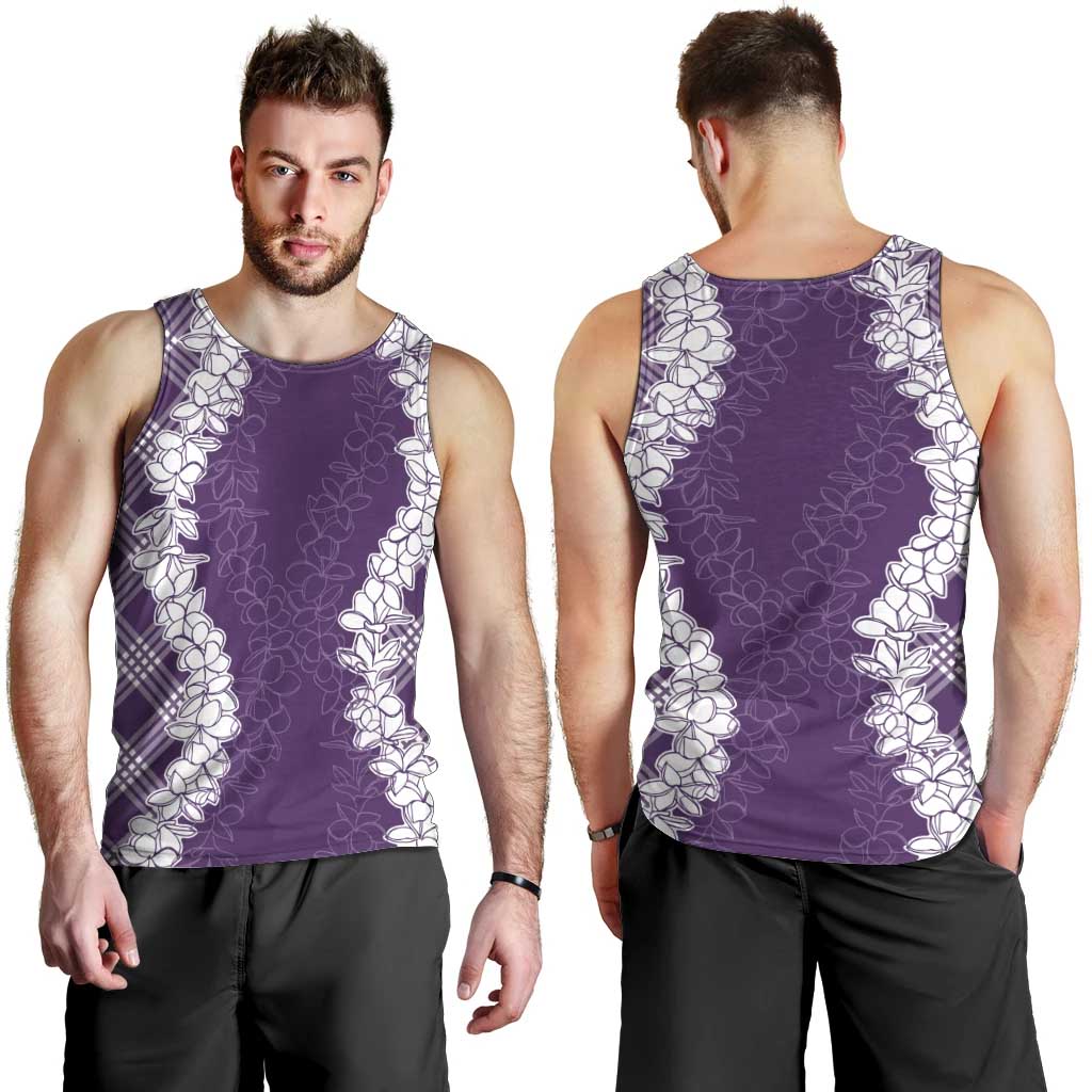Hawaii Aloha Plumeria Lei Violet Palaka Men Tank Top LT7 - Polynesian Pride