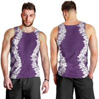 Hawaii Aloha Plumeria Lei Violet Palaka Men Tank Top LT7 - Polynesian Pride