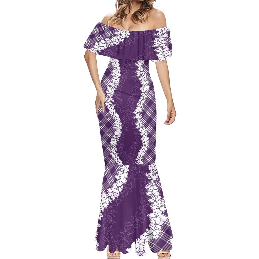 Hawaii Aloha Plumeria Lei Violet Palaka Mermaid Dress - Polynesian Pride