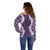 Hawaii Aloha Plumeria Lei Violet Palaka Off Shoulder Sweater - Polynesian Pride