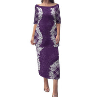 Hawaii Aloha Plumeria Lei Violet Palaka Puletasi - Polynesian Pride