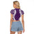 Hawaii Aloha Plumeria Lei Violet Palaka Raglan Cropped T Shirt - Polynesian Pride