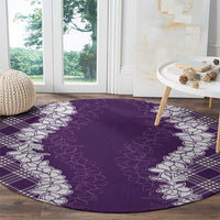 Hawaii Aloha Plumeria Lei Violet Palaka Round Carpet LT7 - Polynesian Pride