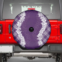 Hawaii Aloha Plumeria Lei Violet Palaka Spare Tire Cover - Polynesian Pride