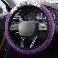 Hawaii Aloha Plumeria Lei Violet Palaka Steering Wheel Cover - Polynesian Pride