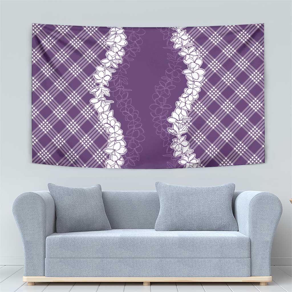 Hawaii Aloha Plumeria Lei Violet Palaka Tapestry - Polynesian Pride