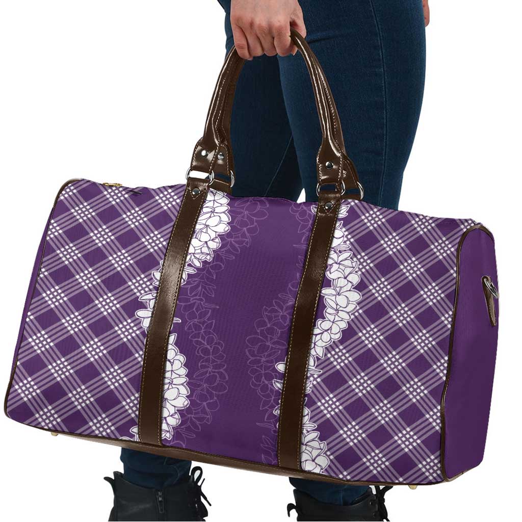 Hawaii Aloha Plumeria Lei Violet Palaka Travel Bag - Polynesian Pride