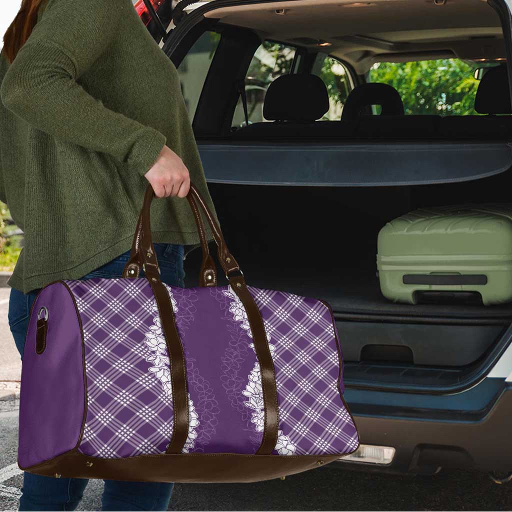 Hawaii Aloha Plumeria Lei Violet Palaka Travel Bag - Polynesian Pride