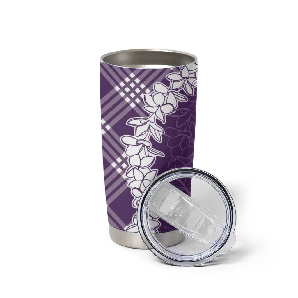 Hawaii Aloha Plumeria Lei Violet Palaka Tumbler Cup - Polynesian Pride