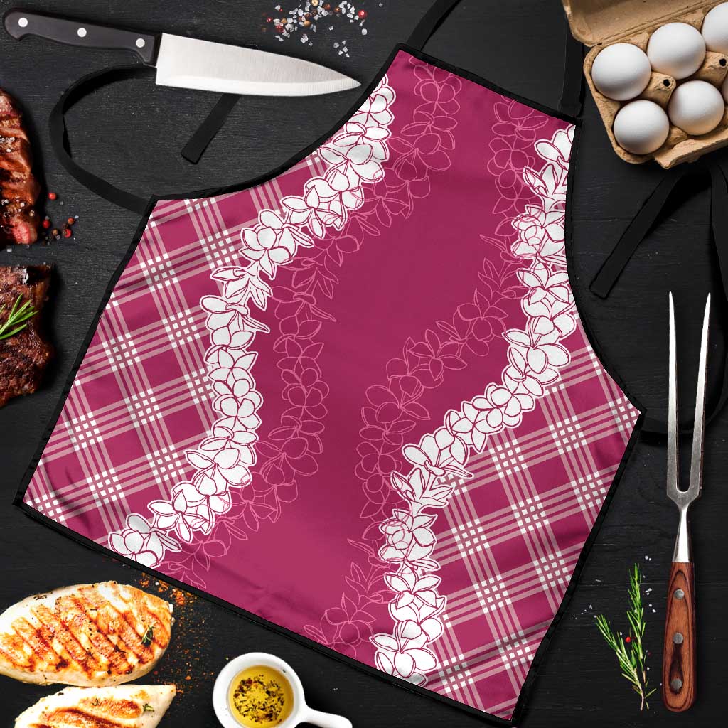Hawaii Aloha Plumeria Lei Fuschia Palaka Apron - Polynesian Pride