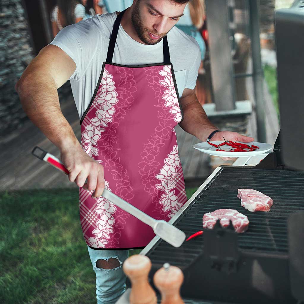 Hawaii Aloha Plumeria Lei Fuschia Palaka Apron - Polynesian Pride