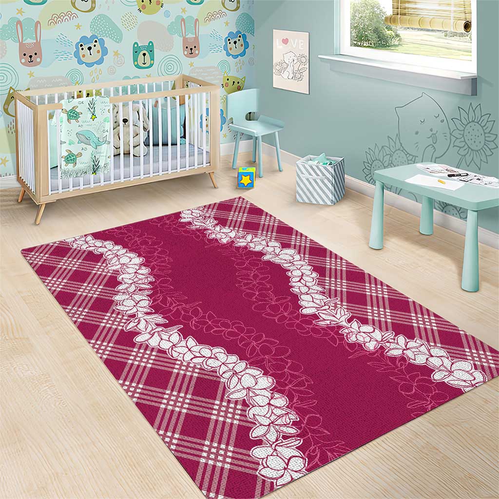 Hawaii Aloha Plumeria Lei Fuschia Palaka Area Rug - Polynesian Pride