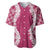 Hawaii Aloha Plumeria Lei Fuschia Palaka Baseball Jersey - Polynesian Pride