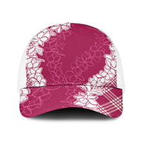 Hawaii Aloha Plumeria Lei Fuschia Palaka Baseball Net Cap - Polynesian Pride