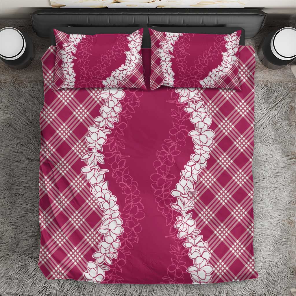 Hawaii Aloha Plumeria Lei Fuschia Palaka Bedding Set - Polynesian Pride