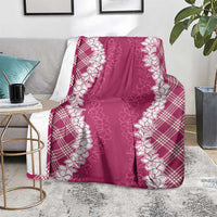 Hawaii Aloha Plumeria Lei Fuschia Palaka Blanket - Polynesian Pride