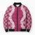 Hawaii Aloha Plumeria Lei Fuschia Palaka Bomber Puffer Jacket - Polynesian Pride