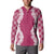 Hawaii Aloha Plumeria Lei Fuschia Palaka Button Sweatshirt - Polynesian Pride