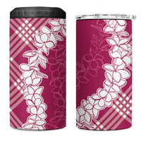 Hawaii Aloha Plumeria Lei Fuschia Palaka 4 in 1 Can Cooler Tumbler - Polynesian Pride