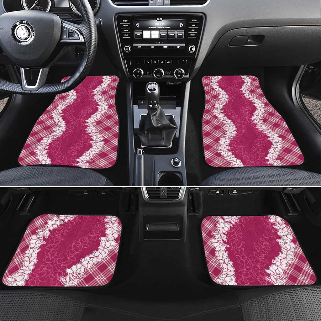 Hawaii Aloha Plumeria Lei Fuschia Palaka Car Mats - Polynesian Pride